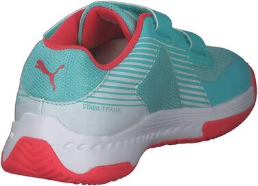 Дитячі спортивні зала-тенісні кросівки PUMA Varion V Jr. 37.5 EU, кольори: Aqua, Sunblaze, White