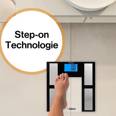 Вага тіла Iskra Bluetooth з додатком, 180 кг, для iOS та Android, технологія BIA, персональна вага, аналіз складу тіла, вага для 10 користувачів