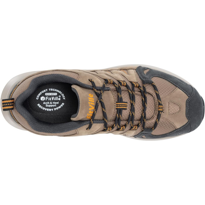 Черевики для хайкінгу FitVille для чоловіків, широкі, легкі, дихаючі. Трекінгові черевики, Outdoor, антиковзаючі, з підтримкою щиколотки, амортизація. Чоловічі кросівки з підтримкою склепіння стопи, 41 EU, коричневі.