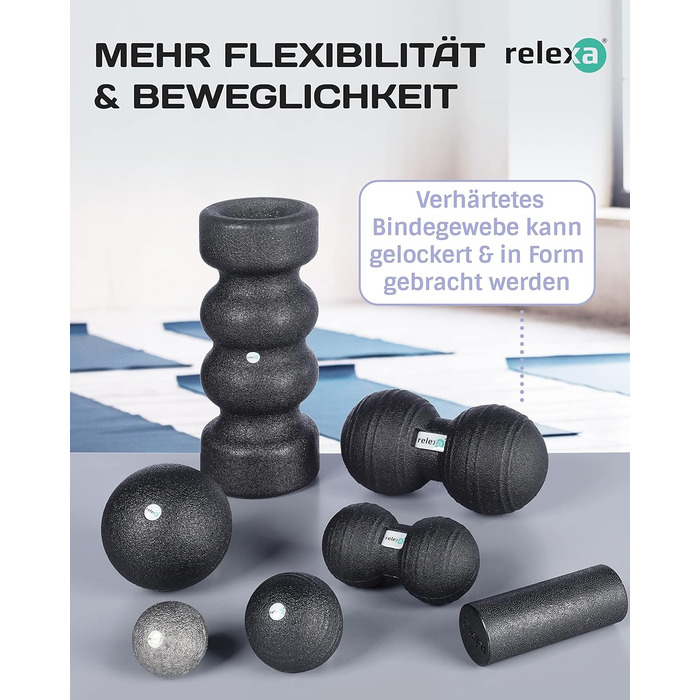 RELEXA Ultra 7-ми предметний масажний набір для спини та фітнесу, приємний матеріал, сірий, екологічний