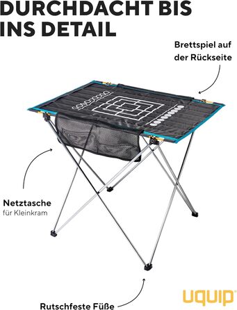 Стіл кемпінговий Uquip Liberty L Grey 58x65x80 см - алюмінієвий складаний стіл для пікніка, кемпінгу, фестивалів та саду (вантажність 30 кг)