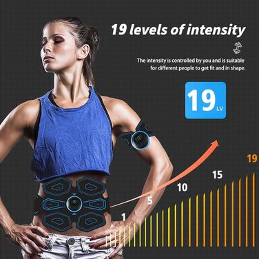 EMS-тренажер для пресу ABS Trainer: стимулятор м'язів з USB зарядкою, 8 режимів та 19 рівнів інтенсивності