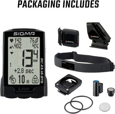 Велокомп'ютер Sigma Sport BC 23.16 STS Білий, з вимірюванням швидкості, висоти, пульсу та каденсу, високою пам’яттю та простою навігацією