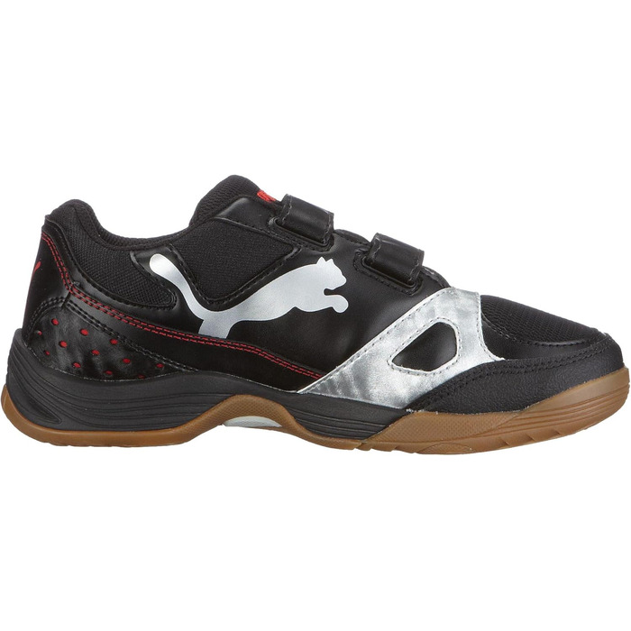 Дитячі спортивні кросівки PUMA Vellum II V Jr, Unisex, Indoor, 28 EU, Чорний/Сріблястий/Червоний