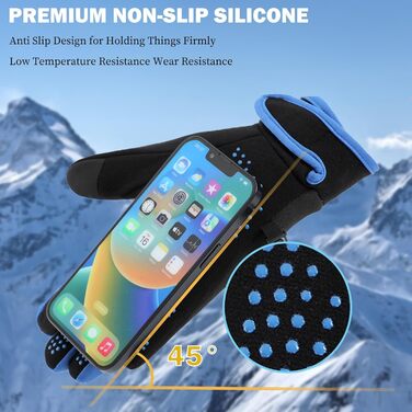 Рукавички сенсорні чоловічі жіночі спортивні термо рукавички для зими, антиковзаючі, для активного відпочинку, бігу, їзди на велосипеді, походів (чорний, синій)