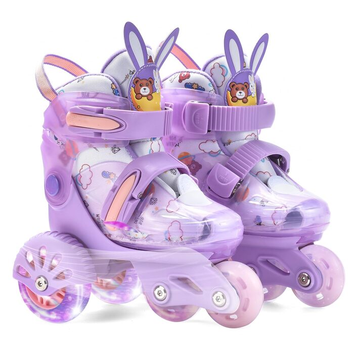 Ролики дитячі ERNAN, регульовані, для дівчаток та хлопчиків, фіолетові, XS