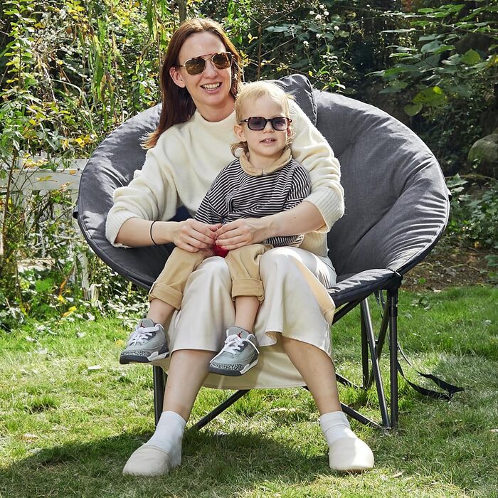 Крісло для кемпінгу EVER ADVANCED Luxus Moonchair XXL: широке, з подушкою, 150 кг, сіре