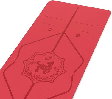 Йога-мат Liforme Zodiac Dog Red, екологічний, антиковзкий, з унікальною системою вирівнювання, біорозкладний