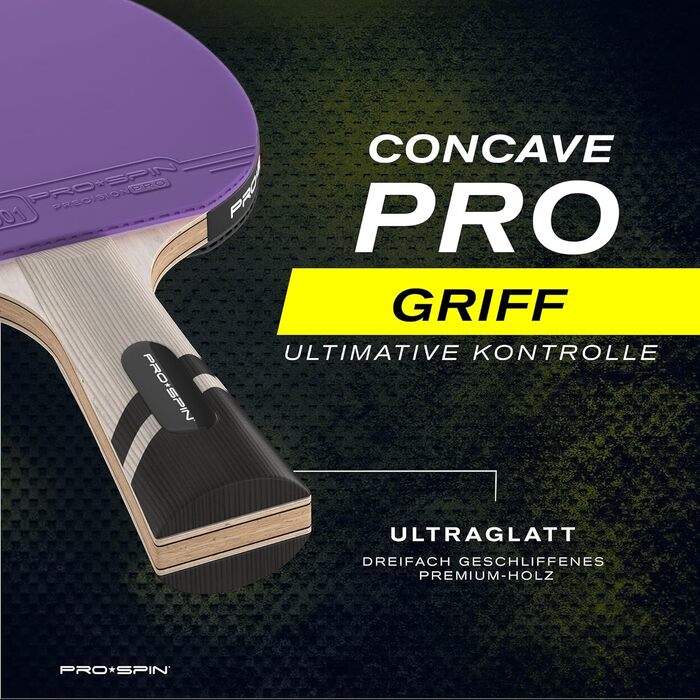 PRO SPIN Столовий тенісний набір - Carbon Profischläger, преміум-якість, висока точність, спін-гума, товщина гуми 2.0 мм, захисний чохол, синій/фіолетовий (2 шт.)