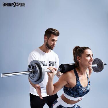 Штанга GORILLA SPORTS хромована 30 мм, 120/150/170 см, з двома пружинними замками, до 200 кг – гриф для штанги, гантельний гриф