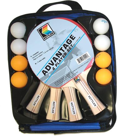 Набір для настільного тенісу Kettler Advantage: 4 гравці (4 ракетки та 8 м'ячів)