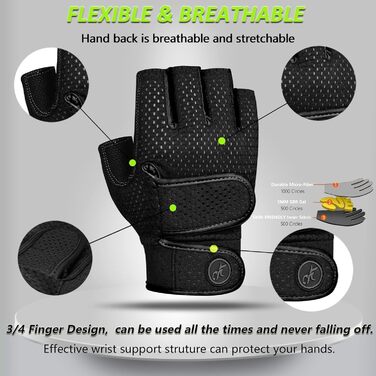 Рукавички для важкої атлетики MOREOK - [3мм гель] для чоловіків та жінок, чорні, L. Ідеально для силових тренувань, підйому ваги, тяги та підтягувань.