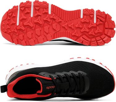 Кросівки для бігу та занять спортом Frysen: чоловічі та жіночі, легкі, дихаючі, чорно-червоні (36 EU)