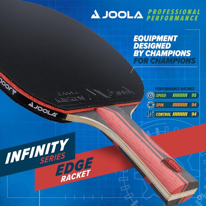 JOOLA Infinity Edge – Настільний теніс: ракетка для турнірів з карбоном Pro Technology – чорний гумовий матеріал з обох сторін – готова до змагань – для професійного тренування