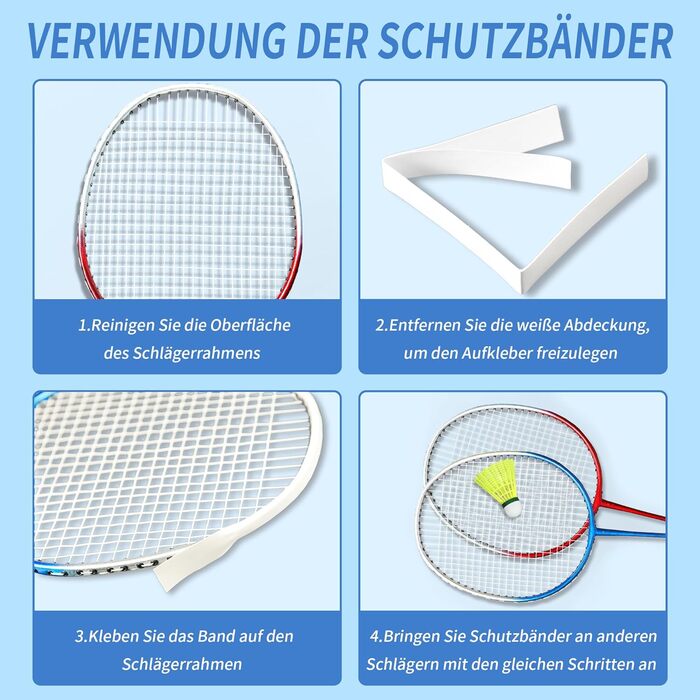 Набір для бадмінтону (2 або 4 ракетки), 2 або 4 волани, сумка, червоно-синій (4 шт.)