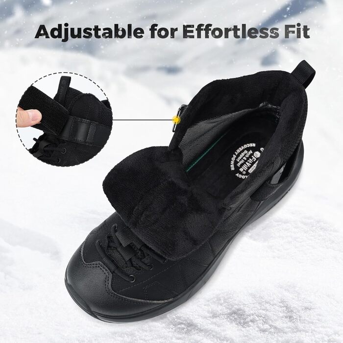 Зимові чоботи чоловічі FitVille широкі з клямками, неслизькі, теплі, для активного відпочинку, розмір 40-50 (46 EU X-широкі, чорні)