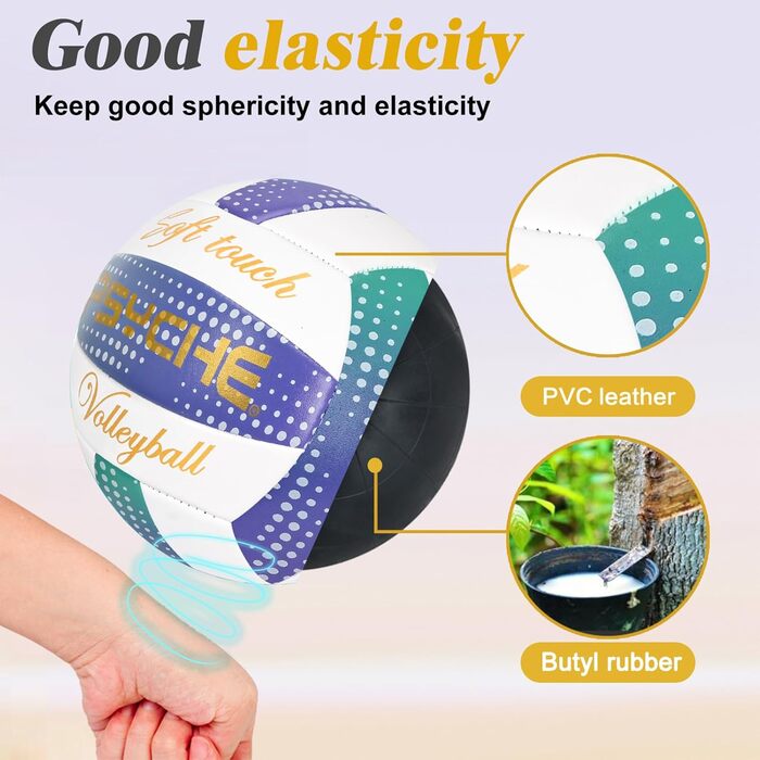 Волейбольний м'яч Wuzfully Kinder Soft Touch для пляжу та залу, розмір 5 (фіолетовий)