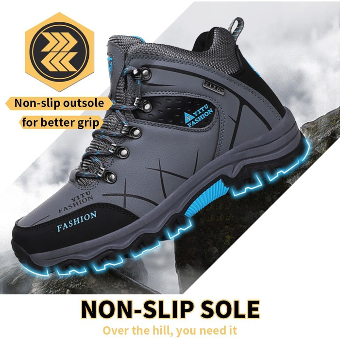 Чоловічі трекінгові черевики Littleplum: водонепроникні, дихаючі, з антиковзкою підошвою, високий верх, спортивні, сірий, 41 EU