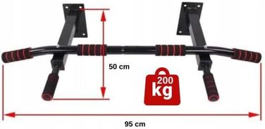 Климмер на стіну ASATO® 4-в-1 – до 200 кг, турнік з дип-станцією, сталь, 95 см, для дому