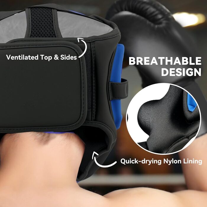 Захист голови для боксу та єдиноборств Sportnow, блакитний, універсальний розмір