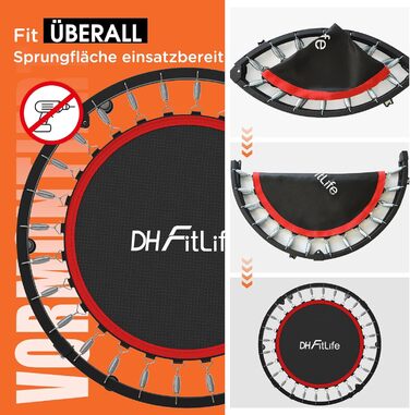 Трамплін для фітнесу DH FitLife складний, Ø102 см, 150 кг, 4 рівня регулювання ручки, стабільний та тихий для дітей та дорослих