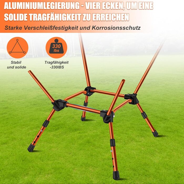 Складний туристичний стілець IEEILULU, 130 кг, для кемпінгу, пікніків, риболовлі, відпочинку на природі та подорожей. Оранжевий колір