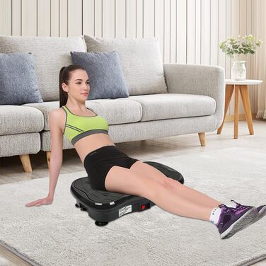 Вібраційна платформа LCD з Bluetooth та USB – Power Plate для фітнесу, для тренувань всього тіла, схуднення та нарощування м'язів, домашні тренування з пультом дистанційного керування (Чорний)