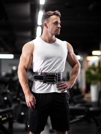 Шкіряний пояс для пауерліфтингу FITGRIFF, бодібілдинг, силові тренування, чорний, розмір M, для чоловіків і жінок