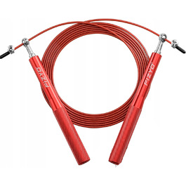 Скакалка Fizyo зі сталі, для швидкого стрибкування, регульований до 330 см, для фітнесу та тренувань (Червоний)