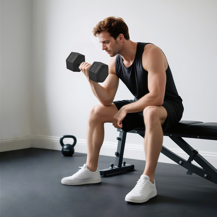 Штанга HOMCOM з рифленим руків'ям, гантеля з чавуну, 1 x 20 кг, гантелі для чоловіків та жінок, гантелі для дому, спортзалу, силових тренувань