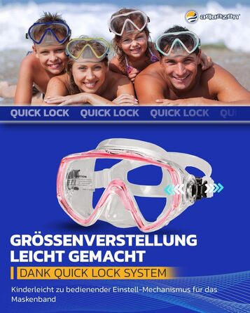 Набір для снорклінгу Aquazon Miami для дітей, рожевий (32/37), маска з антизапотіваючим склом, трубка, ласти