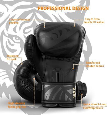 Боксерські рукавички Dripex з PU шкіри, 14 oz. Для боксу, ММА, спарингу, муай-тай, кікбоксингу. Підходять для чоловіків, жінок та підлітків.