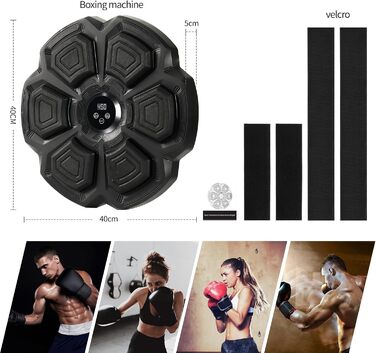 LEAFIA Музична боксерська машина: LED-дисплей, кріплення для боксерського мішка, Bluetooth, 9 режимів швидкості, підрахунок ударів, для зняття стресу та покращення реакції. Підходить для дорослих та дітей.