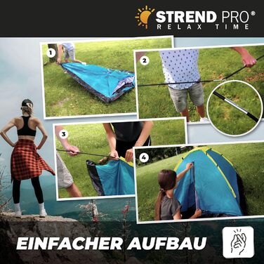 Намет STREND PRO для кемпінгу на 2 особи, 175x130x100 см – намет-кивок, купольний намет, легкий для фестивалів, саду, відпочинку на природі