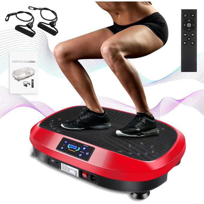 Вібраційна платформа для дому Sport - 6 програм, для м'язів, схуднення, тренувань всього тіла (червона)