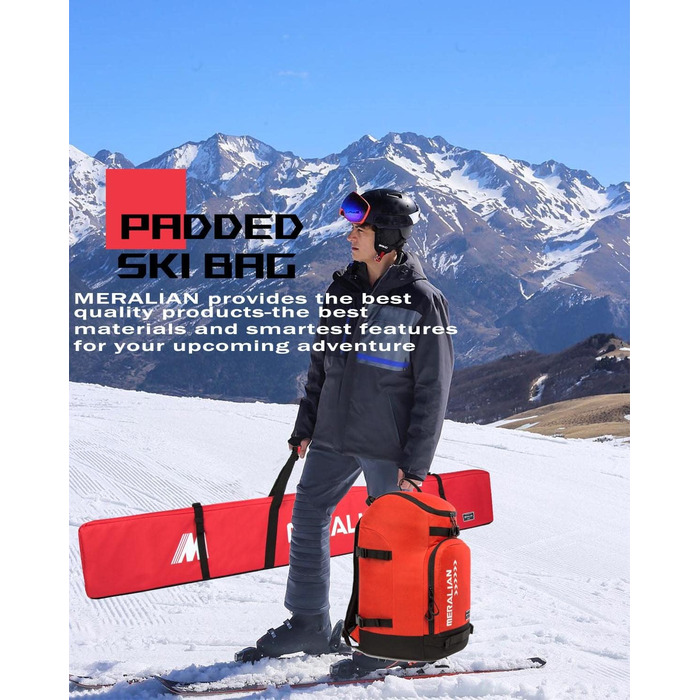 Чохол для гірськолижних черевиків 50L, водонепроникний рюкзак для подорожей, вміщує шолом, маску та одяг (Червоний-03)