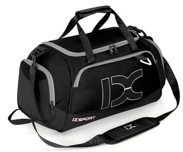 Спортивна сумка для подорожей INOXTO, складана сумка для залу та кемпінгу з відділенням для взуття та мокрих речей, унісекс (Чорна з білим)