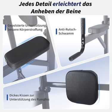 Багатофункціональний турнік Power Tower: стійка для підтягувань, брусів та вправ на прес, регульована висота, для домашнього тренажерного залу (Чорний)