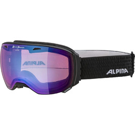 ALPINA BIG HORN QV — дзеркальна фотохромна лижна маска з посиленим контрастом і 100% UV-захистом для дорослих, чорна, універсальний розмір
