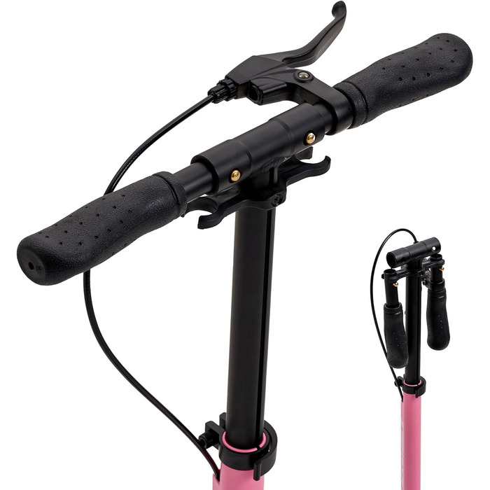 Самокат Blackwheels Orio Cityroller 200мм: складаний, алюмінієвий, з регулюванням висоти, ремінцем, ABEC 7, антиковзким деком (Чорно-Рожевий)