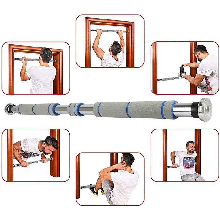 Турнік для дверей Klimmzugstange: регульований, 80-130 см, 150 кг, сірий