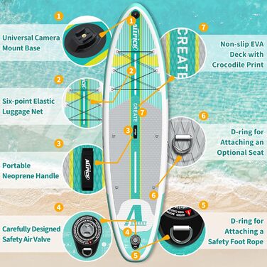 Надувна SUP-дошка ALLPICK Premium з камеротримачем, комплект аксесуарів, регульоване весло, для початківців і досвідчених, до 180 кг