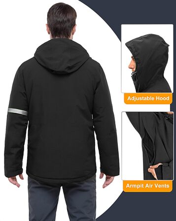 Чоловіча лижна куртка 33000ft: водонепроникна, вітрозахисна, тепла, функціональна, для сноуборду та лиж, чорного кольору