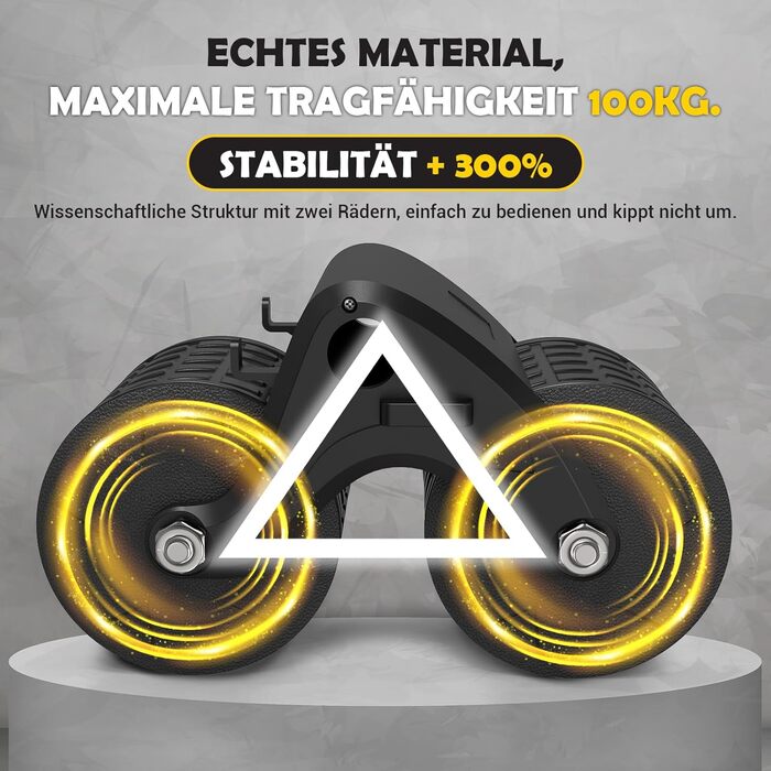 Ролер для пресу COFOF - тренажер для пресу з автоматичним відскоком, килимок для колін та підтримка ліктів, стабільні подвійні колеса