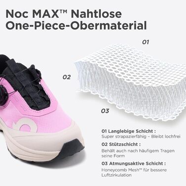Дитячі кросівки NOCNOC All-MAX для хлопчиків та дівчаток – легкі, дихаючі спортивні кросівки з високою амортизацією для тенісу, відпочинку та тренувань, 32 EU, Sakura Rosa, Eisweiß