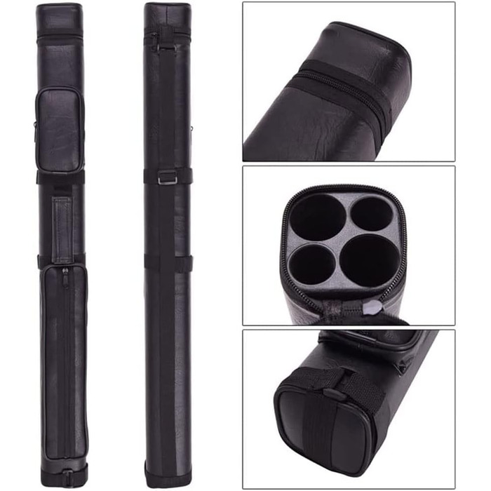 Чохол для більярдного кия: міцний, на 2 кия, 84 x 7.5 см, чорний