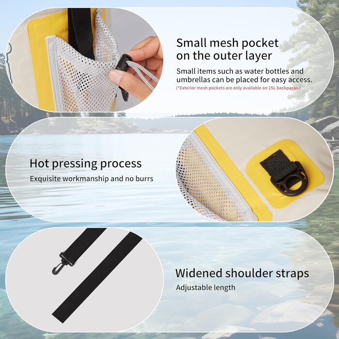 Водонепроникний рюкзак Naturehike Dry Bag – 15L/10L. Сумка для каякінгу, човнів, риболовлі, рафтингу, плавання, сноубордингу (Білий, 10L)