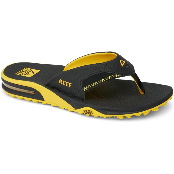 Шльпанці Reef Fanning Pregame для чоловіків (43 EU, чорний та жовтий)