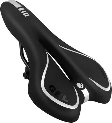 Велосипедне сідло MSDADA Gel MTB: комфортне та ергономічне для гірського велосипеда, BMX, шосе, міського велосипеда та спінінгу (чорний/сірий)