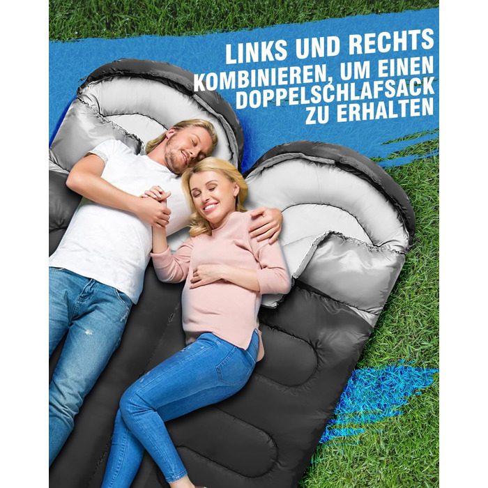 Сплячий мішок 3-4 сезони, водонепроникний, ультралегкий, для дорослих та дітей, з внутрішньою кишенею, 220*75см (зелений/чорний)